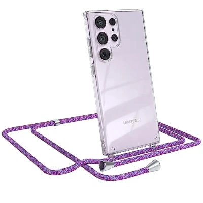 Abbildung von EAZY CASE Handykette kompatibel mit Samsung Galaxy S23 Ultra Kette zum Umhängen für Hülle Band aus Silikon stoßfeste transparente Handyhülle als Fallschutz in Unicorn