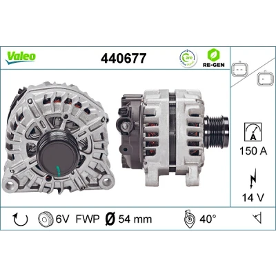 Abbildung von VALEO 440677 Lichtmaschine 14V 150A CITROËN: DS3 Schrägheck, Berlingo II, II Kastenwagen, PEUGEOT: 508 I SW, 308 SW 2, 2008 Kombi