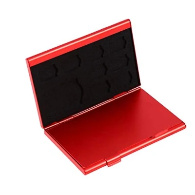 Abbildung von 12 In 1 Tragbar TF Kartenhalter Speicherkartenhalter Speicherkarten Schutzbox Speicherkartenbox für Aufbewahrungsbox Micro SD Karte und Karten Speicherkartenhalter(Rot)