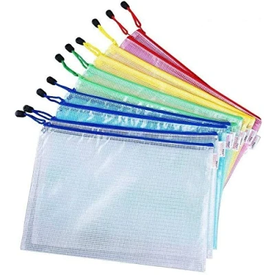 Abbildung von Vicloon Dokumententasche A4, 10 Stücke A4 Datei Taschen mit Reißverschluss, Mesh Kunststoff Reißverschlusstasche für Datei, Papier, Dokumente, Kosmetika, Hausaufgaben und Reisezubehör