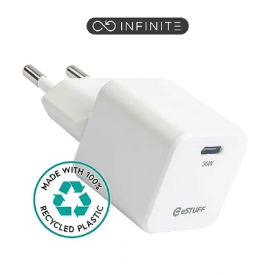 Abbildung von eSTUFF INFINITE USB C Charger EU PD 30W GaN. White 98% Recycled Plastic