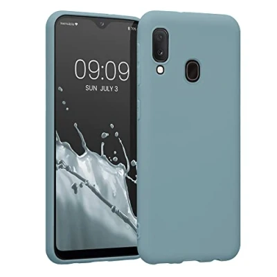 Abbildung von kwmobile Hülle kompatibel mit Samsung Galaxy A20e weiches TPU Silikon Case Cover geeignet für kabelloses Laden Arctic Night