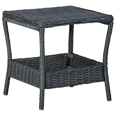 Abbildung von vidaXL Gartentisch Beistelltisch Couchtisch Balkontisch Terrassentisch Gartenmöbel Tisch Rattantisch Dunkelgrau 45x45x46,5cm Poly Rattan