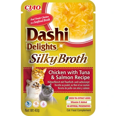 Abbildung von Dashi Delights Silky Broth Katzensnack Huhn mit Thunfisch und Lachs