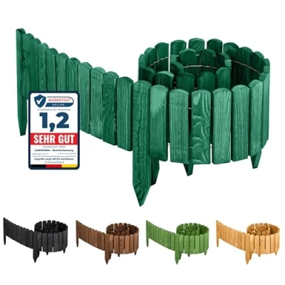 Abbildung von Garronda Rasenkante Beeteinfassung Holz Rollzaun Flexibler Rollborder Länge: 2m GD 0046