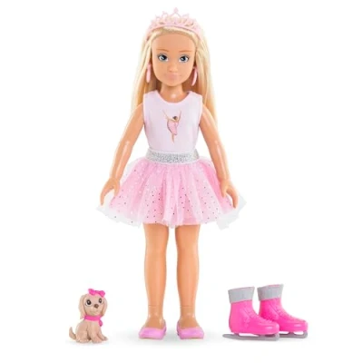 Abbildung von Corolle Girls Valentine Ballerina Set, Ankleidepuppe mit Hund, Krönchen, Ohrringe, extra Schlittschuhe, Vanilleduft, 28cm, ab 4 Jahren