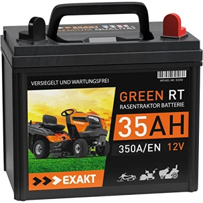 Abbildung von EXAKT Rasentraktor Batterie 35Ah 12V 350A/EN Aufsitzmäher Aufsitzrasenmäher Starterbatterie statt 30Ah 32Ah Pluspol Rechts