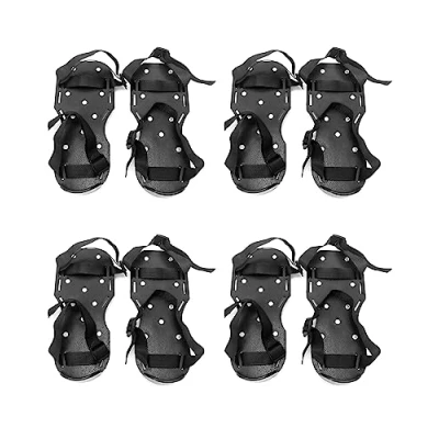 Abbildung von QWORK Gunite Schuhe mit Spikes, Rasenlüfterschuhe 2,5 cm kurzen perfekt für Epoxidböden, Overlays, Installation von Abdeckungen, Schwarz, 4 Paar