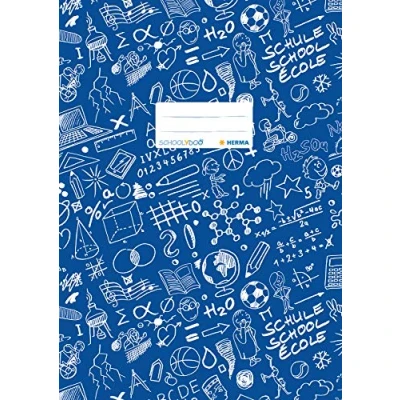 Abbildung von HERMA 19404 Heftumschlag A4 Schoolydoo Blau, Hefthülle mit Beschriftungsetikett aus strapazierfähiger &amp; abwischbarer Polypropylen Folie, Heftschoner für Schulhefte, farbig