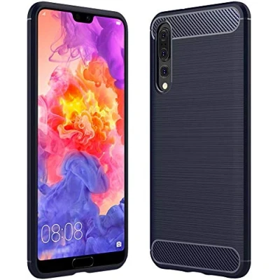 Abbildung von ebestStar Hülle für Huawei P20 Pro, Silikon Handyhülle Cover, Carbon Fiber Texture Schutzhülle, Dunkelblau
