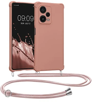 Abbildung von kwmobile Necklace Case kompatibel mit Xiaomi Redmi Note 12 Pro+ 5G / Pro Plus Hülle Cover Kordel zum Umhängen Silikon Schutzhülle Perlmutt