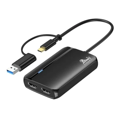 Abbildung von USB 3.0 oder C auf Dual HDMI Adapter für MacBook Pro/Air zu 2 Monitore mit 4K@30Hz &amp; 1080P@60Hz Type Mac und Windows