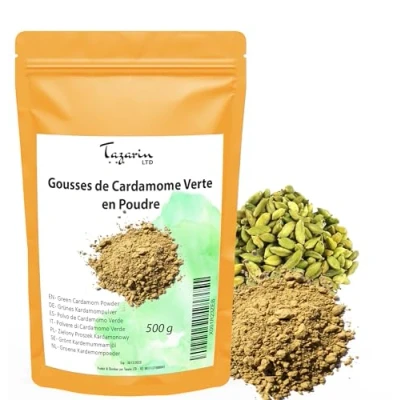 Abbildung von 500g Kardamom Gemahlen Pulver Intensives Aroma &amp; Geschmack 100% Natürlich, Rein und Ohne Zusatzstoffe TazarinLtd