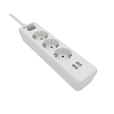 Abbildung von Philips 3 Wege Steckdosenleiste SPN3032WA/10 230V Weiß mit USB Anschlüssen