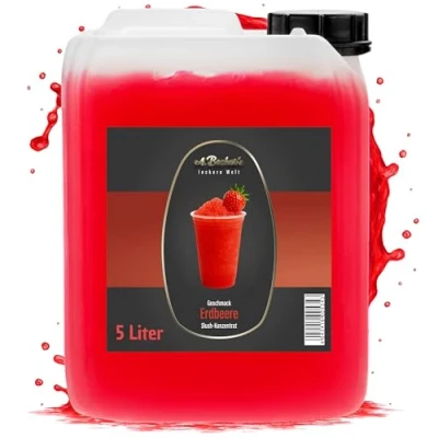 Abbildung von A. Becker&#039;s Slush Eis Sirup Ohne Azofarbstoffe 5L Erdbeere Vegan 1L Konzentrat ergibt 6L Getränkesirup für Zubereitung in Maschine und Mixer