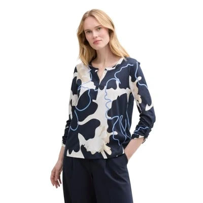 Abbildung von TOM Tailor Langarm MIT Muster Bluse, Damen, Größe: Large, Big floral shapes design