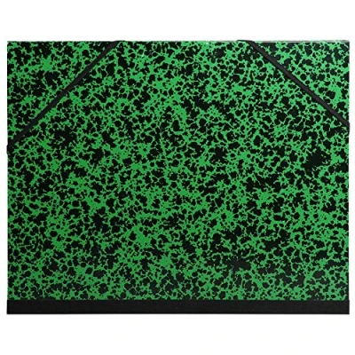 Abbildung von Exacompta 542800UNISE Zeichenmappe Annonay für 50 x 65cm mit Gummizugverschluss. Aus extra starkem Karton 3cm Rückenbreite schwarz grün marmoriert ideal zum transportieren und aufbewahren