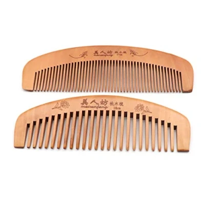 Abbildung von QiCheng&amp;LYS Holzkamm Sandelholzkamm Antistatischer Handkamm, Zwei Kämme und Haarringe (16 cm)
