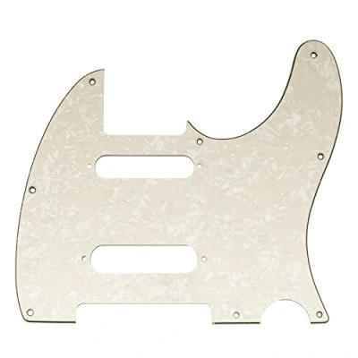 Abbildung von Musiclily Pro 8 Löcher SS Gitarre Tele Schlagbrett Pickguard für USA/Mexico Fender Deluxe Nashville Telecaster E Gitarre, 4 lagig Aged White Pearl