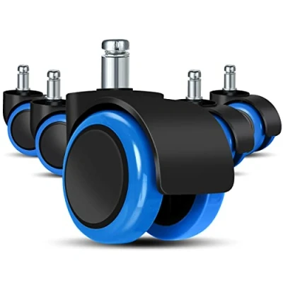 Abbildung von bürostuhl rollen(5er Set) 11 MM /22 Ersatz hartbodenrollen für Gaming Stühle, Drehstühle, rollen bürostühle zum Schutz des Bodens, ideal Parkett , Laminat Fliesen und Steinböden（blau）