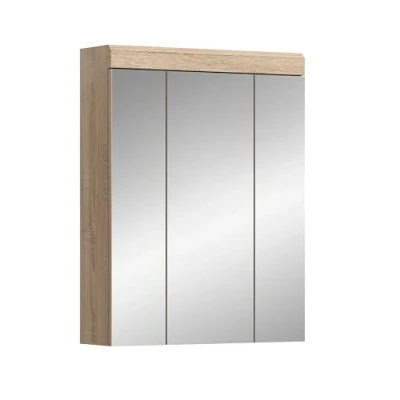 Abbildung von xonox.home Badezimmer Lambada X06F1725 Spiegelschrank in Sonoma Eiche hell Nb.(Korpus) ca.60x77x21 cm mit großer Spiegelfläche