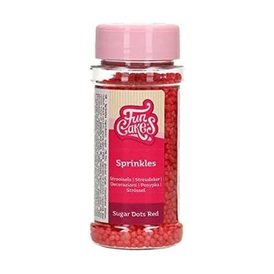 Abbildung von FunCakes Zucker Dots Rot: Kuchenstreusel, köstlicher Geschmack, perfekt zum Dekorieren von Kuchen und Cupcakes, Dots. 80 g