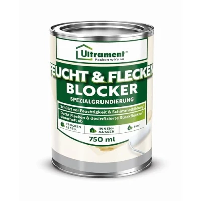 Abbildung von ULTRAMENT Grundierfarbe Feucht und Flecken Blocker, Spezialgrundierung, weiß, 750ml