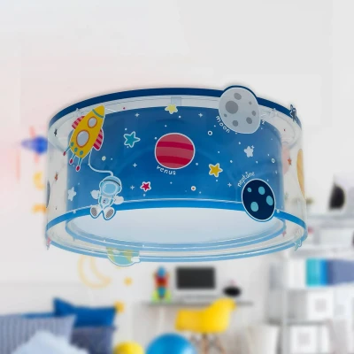 Abbildung von Dalber Deckenleuchte Kinderzimmer Planets in Blau E27 2 flammig, keine Angabe, Leuchtmittel enthalten: Nein, warmweiss, Deckenlampe
