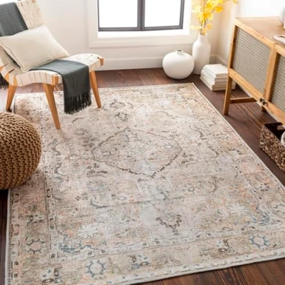 Abbildung von Surya Teppich &quot;Traditional 2306&quot;, rechteckig, Maschinenwaschbar, Vintage Kurzflor Wohnzimmerteppich, Schlafzimmer