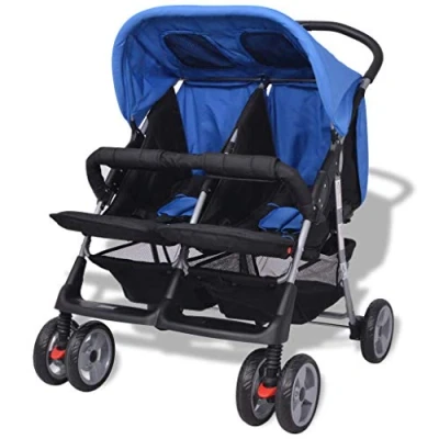 Abbildung von Festnight Klappbar Zwillingswagen Baby Zwillingskinderwagen Kinderwagen 93 x 68 103 cm Geeignet für 1 2 Kinder bis zu jeweils 15kg