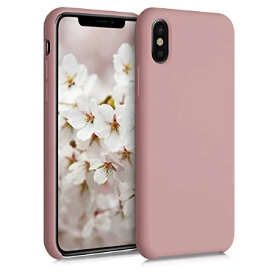 Abbildung von kwmobile Hülle kompatibel mit Apple iPhone X Silikon Handy Case Handyhülle weiche Oberfläche kabelloses Laden Winter Rose