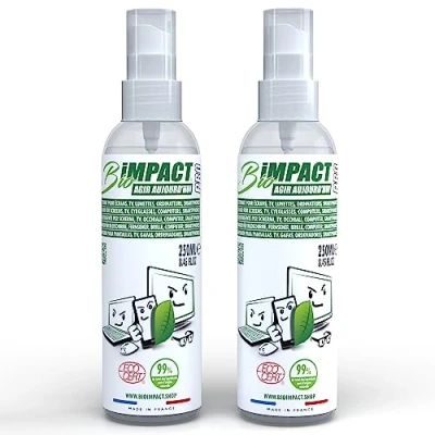 Abbildung von Bildschirmreiniger für Smartphone, PC, Brille, 2 x 250 ml, Ecocert zertifiziertes Spray