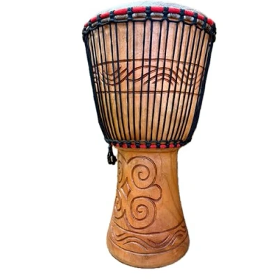 Abbildung von African Musical Instruments Echte afrikanische Djembe Trommel, 30,5 cm Kopf (30 Kopf, 64 Höhe) mit 3 kostenlosen kleinen Instrumenten