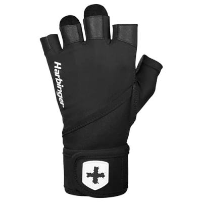 Abbildung von Harbinger Pro Wristwrap 2.0 Handschuhe für Gewichtheber, Unisex, Schwarz, Small