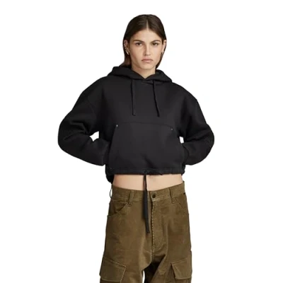 Abbildung von G STAR RAW Damen Sleeve Graphic Cropped Loose Hoodie, Schwarz (dk black D23888 D425 6484), S