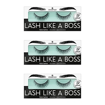 Abbildung von essence LASH LIKE A BOSS false lashes, fake künstliche Wimpern, Nr. 04 Stunning, schwarz, definierend, verlängernd, volumengebend, langanhaltend, vegan, 3er Pack (3 x 1 Paar)