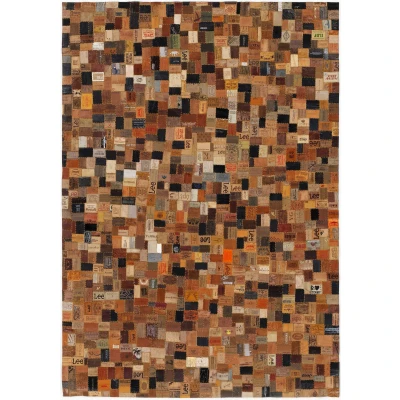 Abbildung von OCI DIE TEPPICHMARKE Lederteppich &quot;Labelstar&quot;, rechteckig, echtes Leder im Patchwork Design, Wohnzimmer