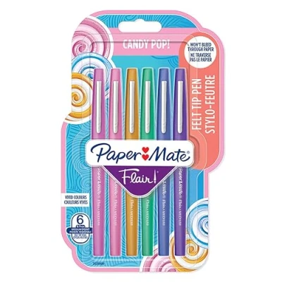 Abbildung von Paper Mate Flair Filzstifte mittlere Spitze (0,7mm) Candy POP Farben 6 Stück