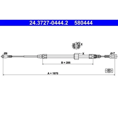Abbildung von ATE 24.3727 0444.2 Handbremsseil 1970 MERCEDES BENZ: Sprinter 3 T Kastenwagen, 4 Pritsche/Fahrgestell, Bus