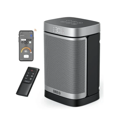 Abbildung von Dreo Heizlüfter Energiesparend Leise, 1500W mit Fernbedienung, 70 Oszillierend, WLAN Alexa &amp; Google Assistant, 12 Std Timer, 3 Modus Geschwindigkeit, PTC Keramik Klein, Atom One S