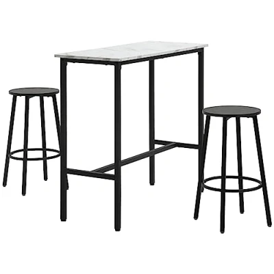 Abbildung von HOMCOM Bargruppe Bartisch mit Barhocker Set, 3 teiliges Set für Esszimmer, (3 tlg)
