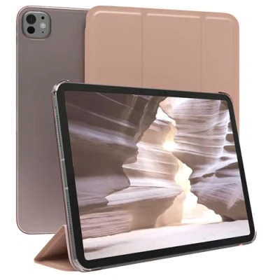Abbildung von EAZY Case Schutzhülle mit Stifthalter für iPad Pro 11&quot; (2024) Hülle Smart Cover Tablet Smartcase zum Aufstellen Klapphülle Standfunktion Sleep Wake Up Funktion Kunstleder Etui Rosé Gold