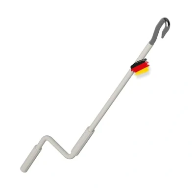 Abbildung von BAUHELD® Markisenkurbel mit Fleischer Haken [Made in Germany] Markisenstange Pulverbeschichtung [120cm] Hochfester Handgriff aus Kunststoff Kompatibel ovalen Markisen Ösen RAL 9010