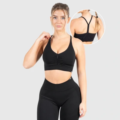 Abbildung von Smilodox Hailey Scrunch Sportbh mit leichter Stützkraft, Damen, Größe: Medium, Schwarz