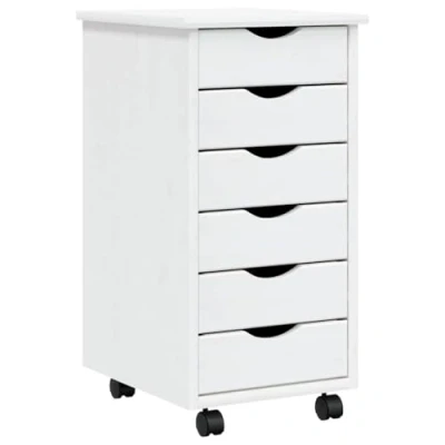 Abbildung von vidaXL Aktenschrank Rollschrank mit Schubladen MOSS Weiß Massivholz Kiefer (1 St)