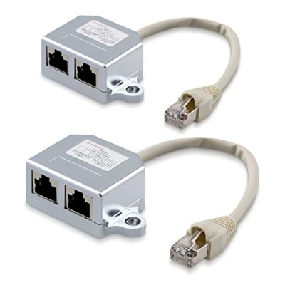 Abbildung von kwmobile 2x Netzwerkkabel Splitter RJ45 Stecker auf Ethernet Netzwerk Adapter, 21,00 cm