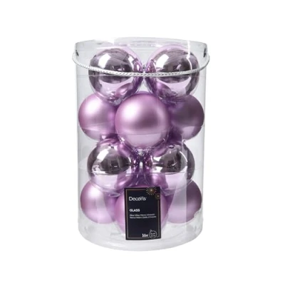 Abbildung von Kaemingk Weihnachtskugeln Glas 8cm 16 Stück matt &amp; glänzend Große Christbaumkugeln Weihnachtsbaumkugeln für Weihnachten Christbaumschmuck Weihnachtsbaumschmuck Helllila