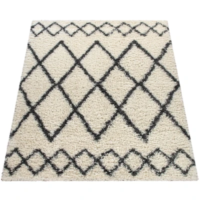 Abbildung von Paco Home Hochflor Teppich &quot;Kalmar 445&quot;, rechteckig, Scandi Design, Rauten Muster, weich &amp; kuschelig