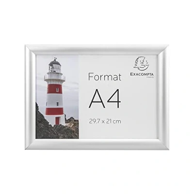 Abbildung von Exacompta Ref. 8494358D 1 Wandrahmen aus Aluminium Format DIN A4 vertikal oder horizontal verwendbar Maße: 32,7 x 24 1,2 cm ideal für Plakate, Diplome Alu/Kristall