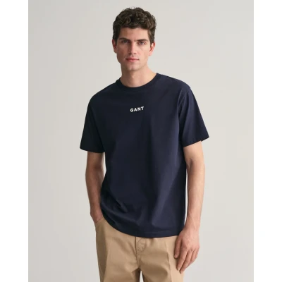 Abbildung von GANT Contrast Small LOGO Tshirt basic, Herren, Größe: Medium, Evening blue